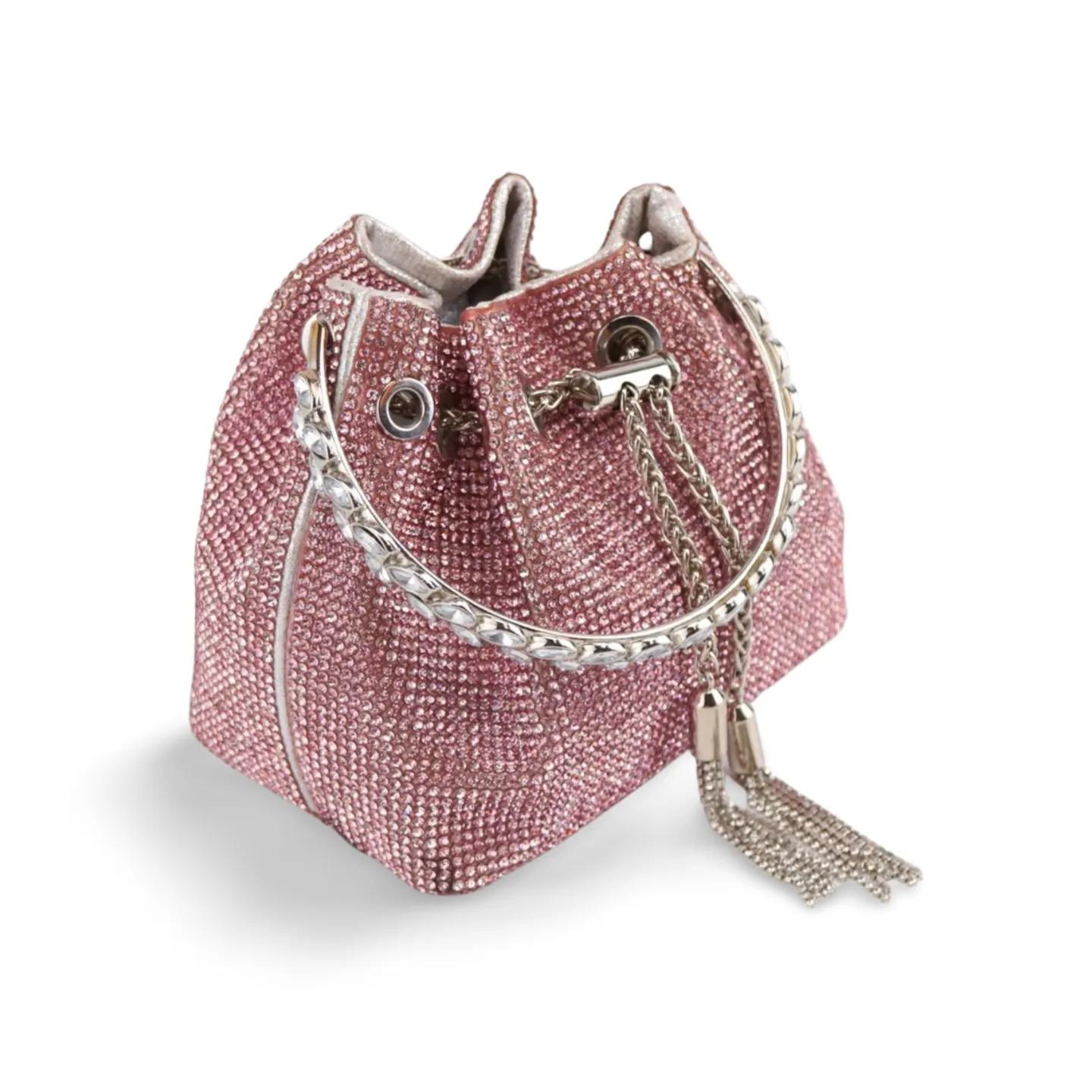 Sparkling Rhinestone Bucket Bag with Chain Handle