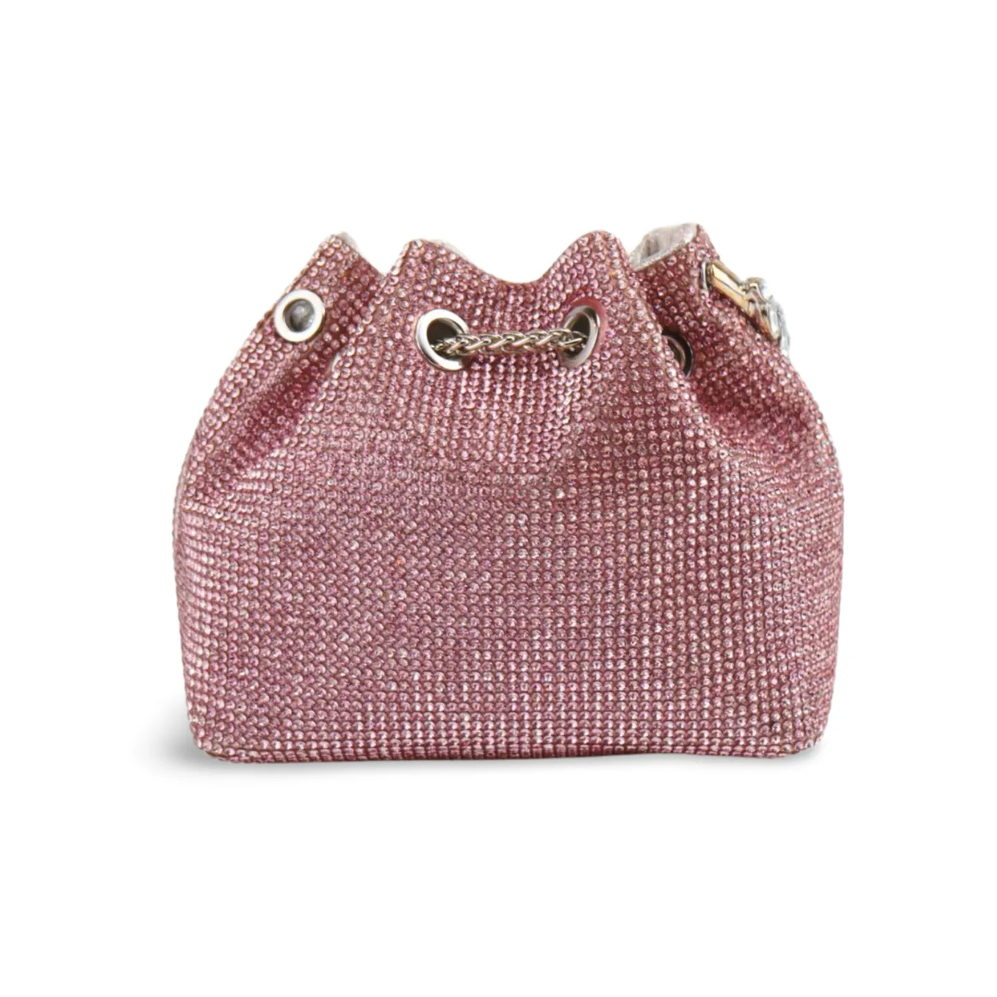 Sparkling Rhinestone Bucket Bag with Chain Handle