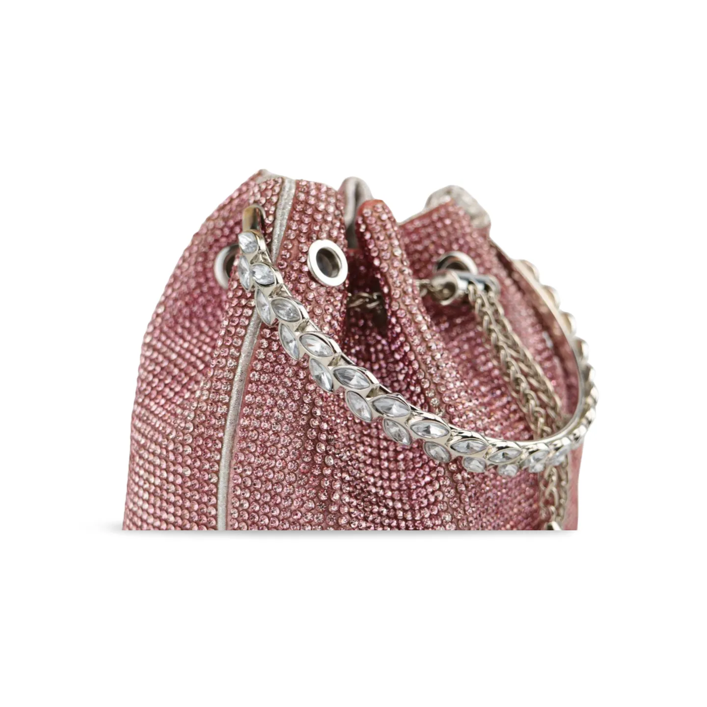 Sparkling Rhinestone Bucket Bag with Chain Handle