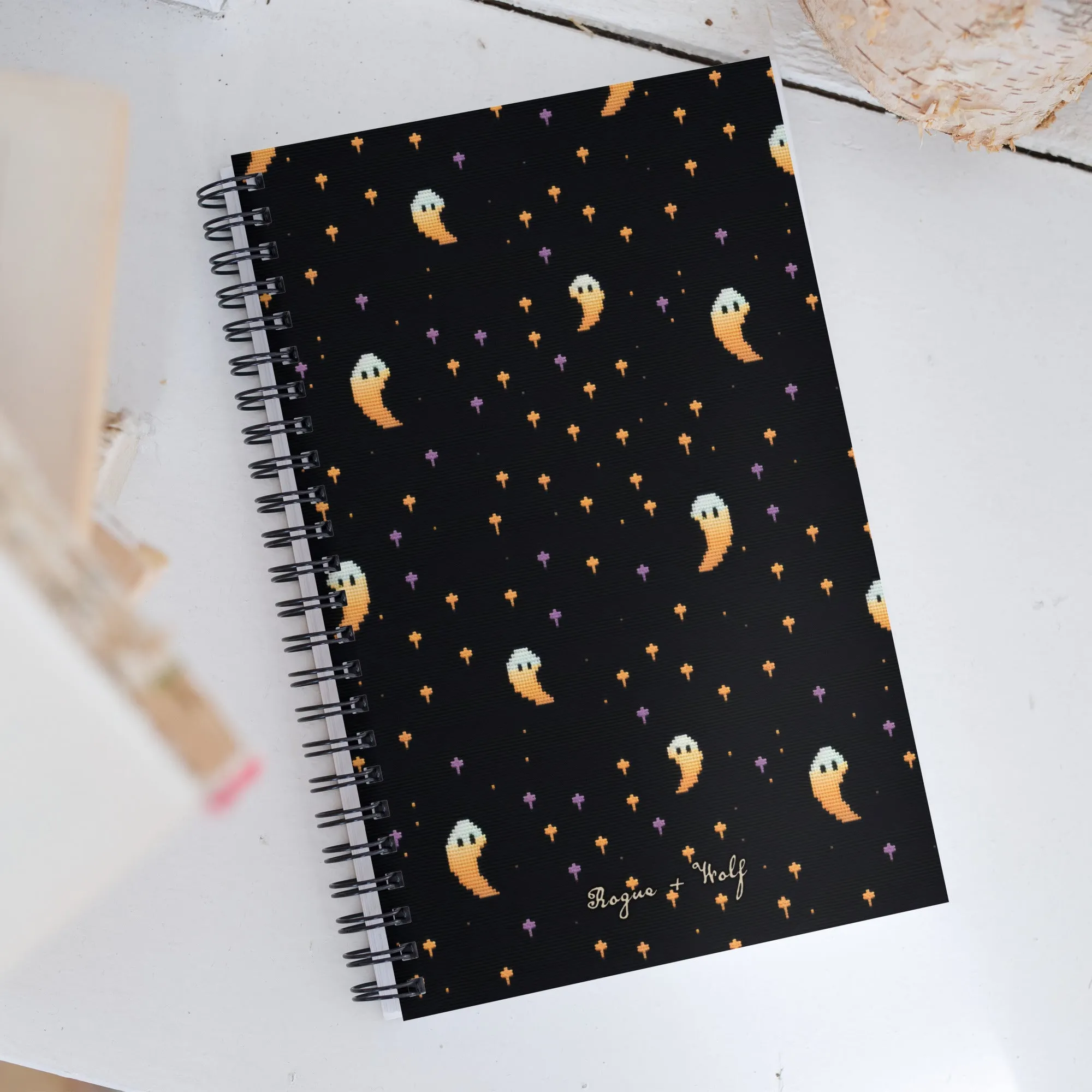 Spooky Soirée Spiral Notebook - Witchy Diary with Cute Ghosts, Uni & College Dark Academia Journal - Gothic Stationery