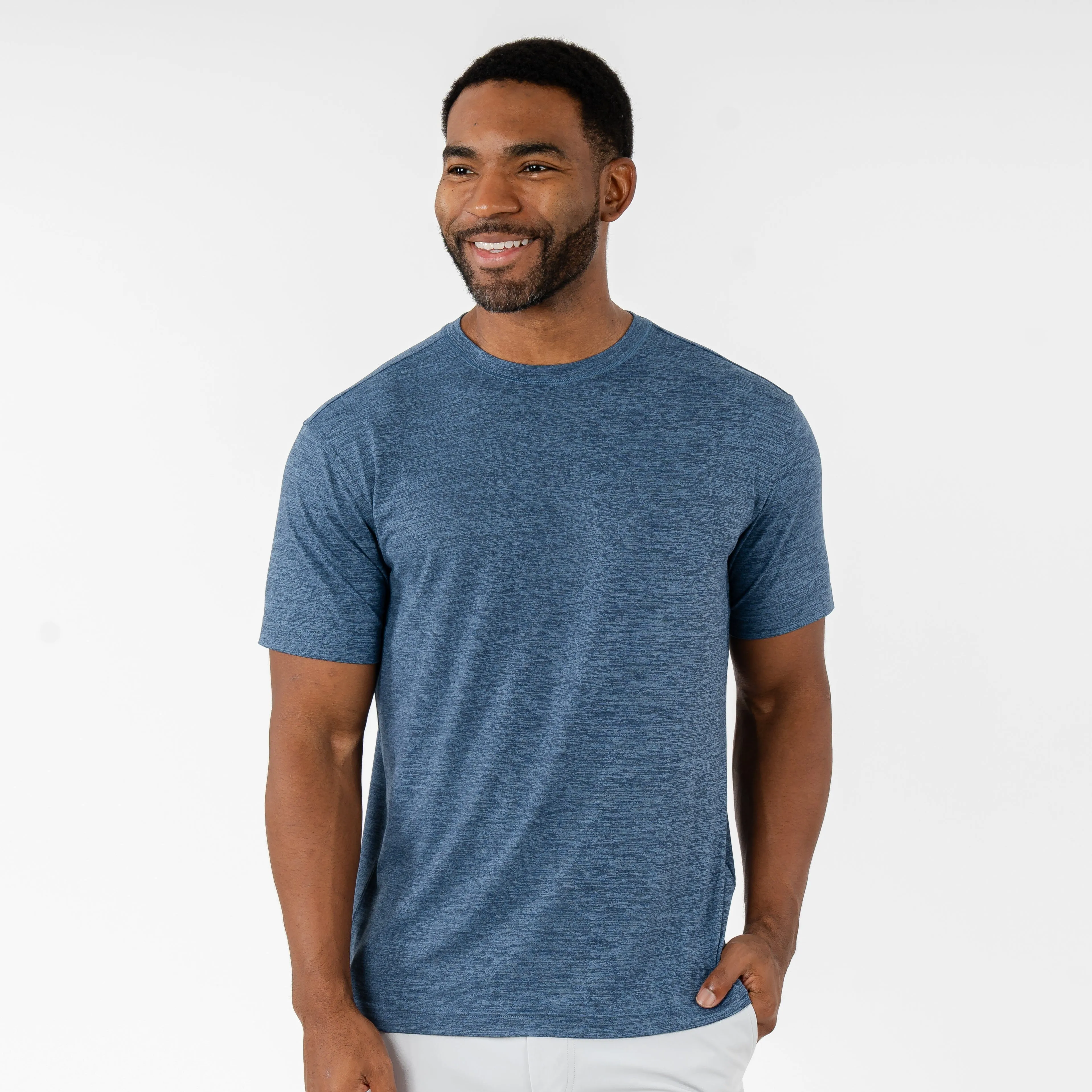 Tailwind Performance Tee | Heather - Fleet Navy/Highcountry Blue