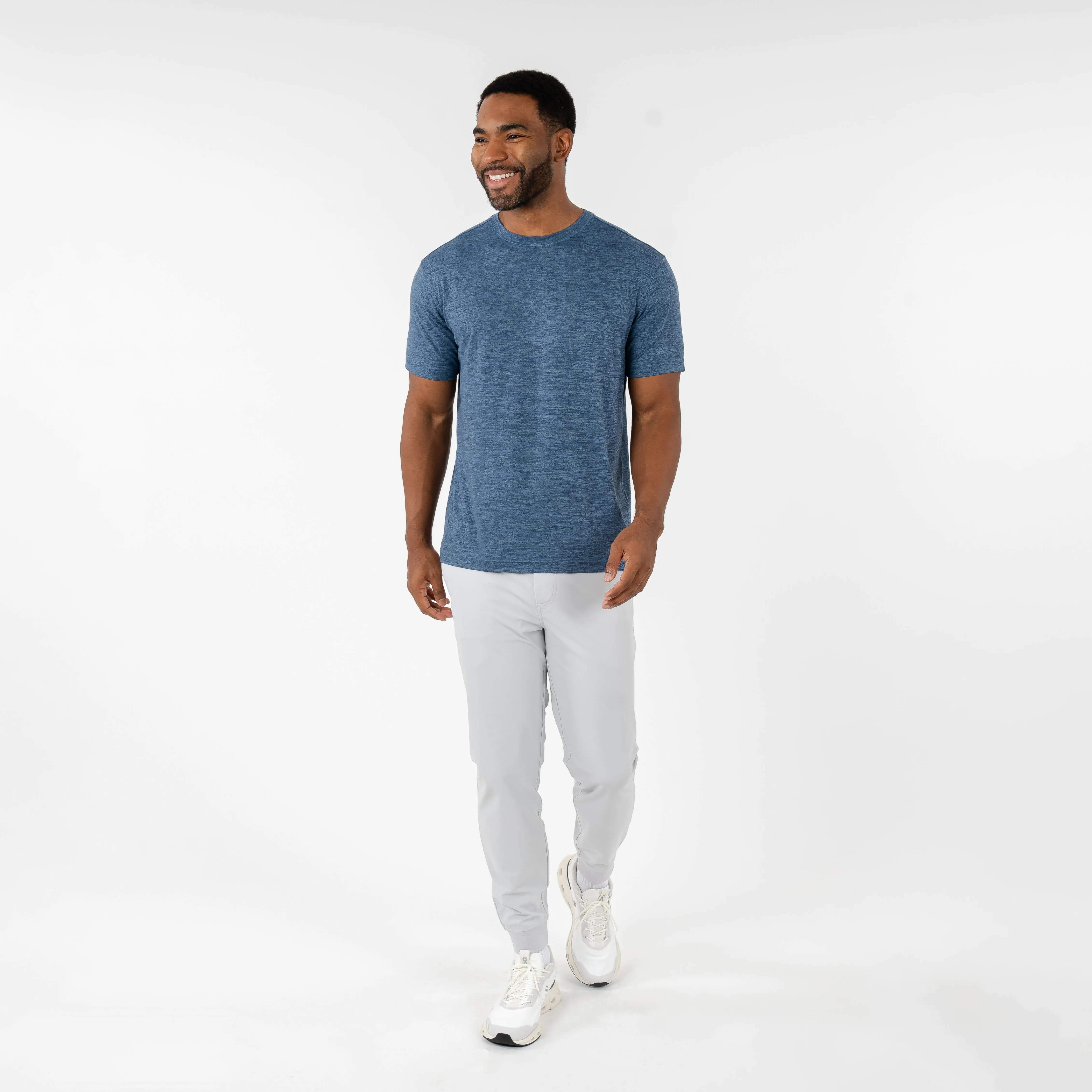 Tailwind Performance Tee | Heather - Fleet Navy/Highcountry Blue