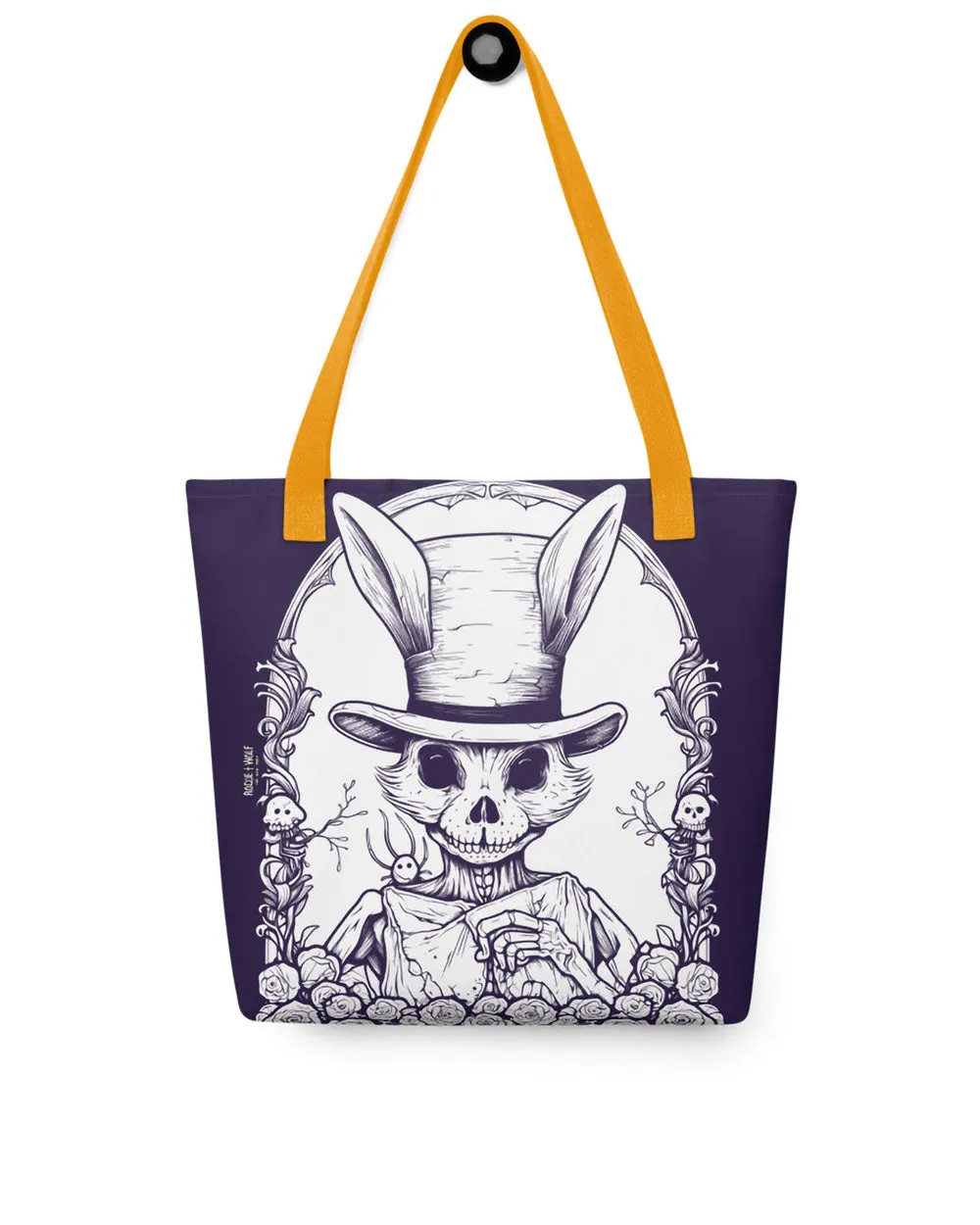 The White Rabbit Vegan Tote Bag - Goth Accessories Grunge Dark Academia Alt Witchy Fashion Halloween Gift