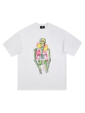 Thesupermade Hand-painted Skull Print T-shirt - 1629