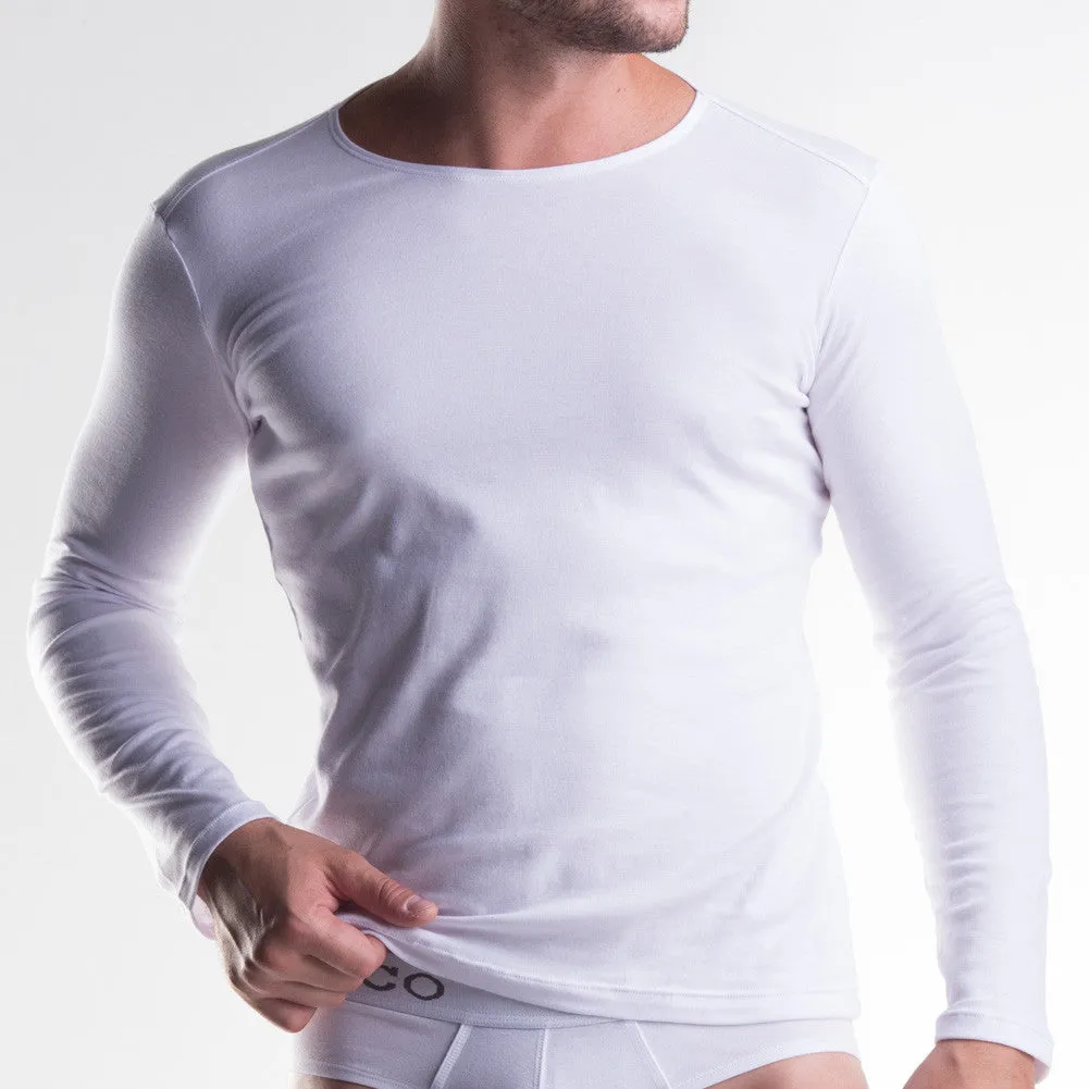 Unico Classic Long-sleeved T-Shirt with round neck  White and Briefs Cotton Gift Set