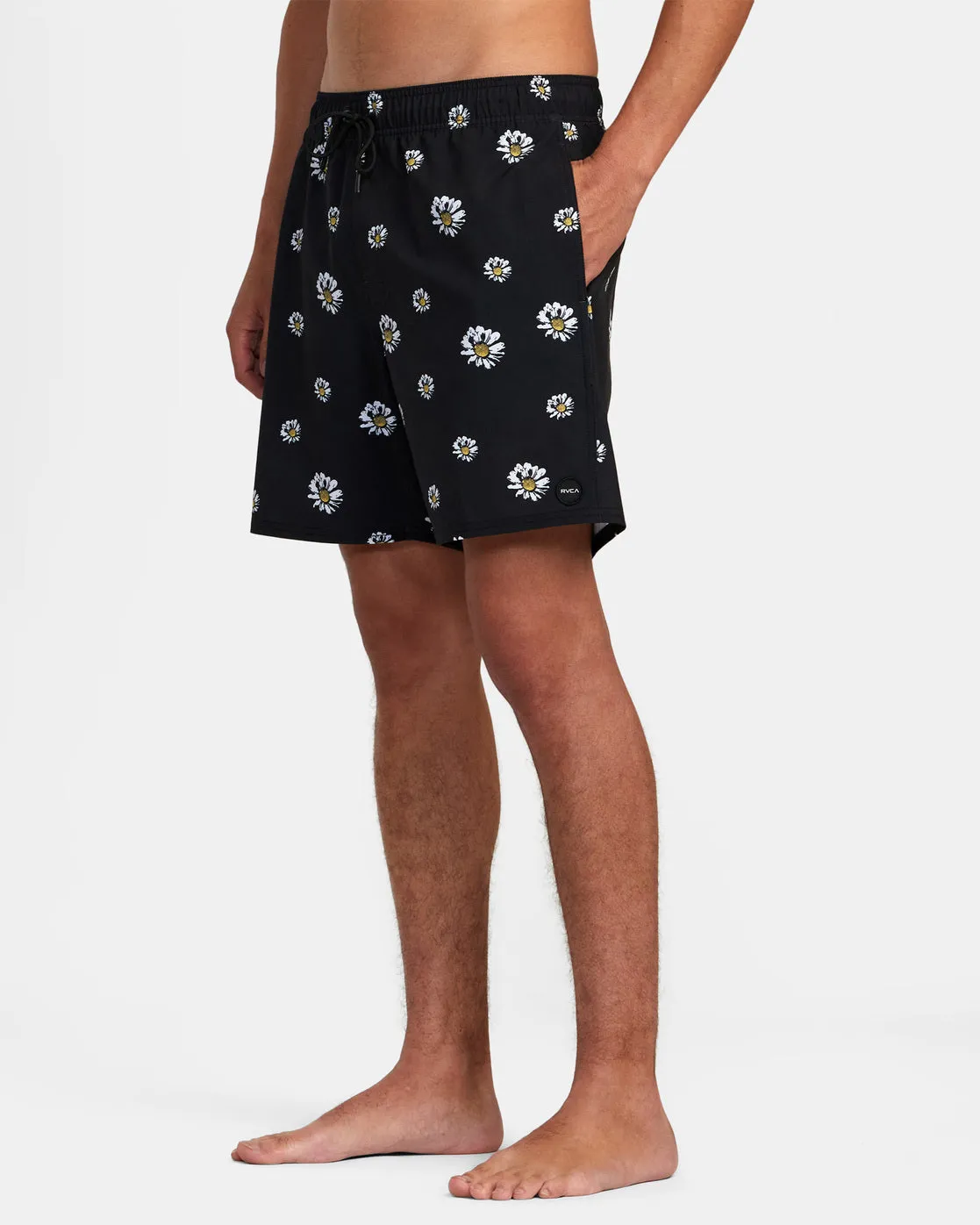 VA Pigment Elastic Waist 17 Boardshorts - Black Floral