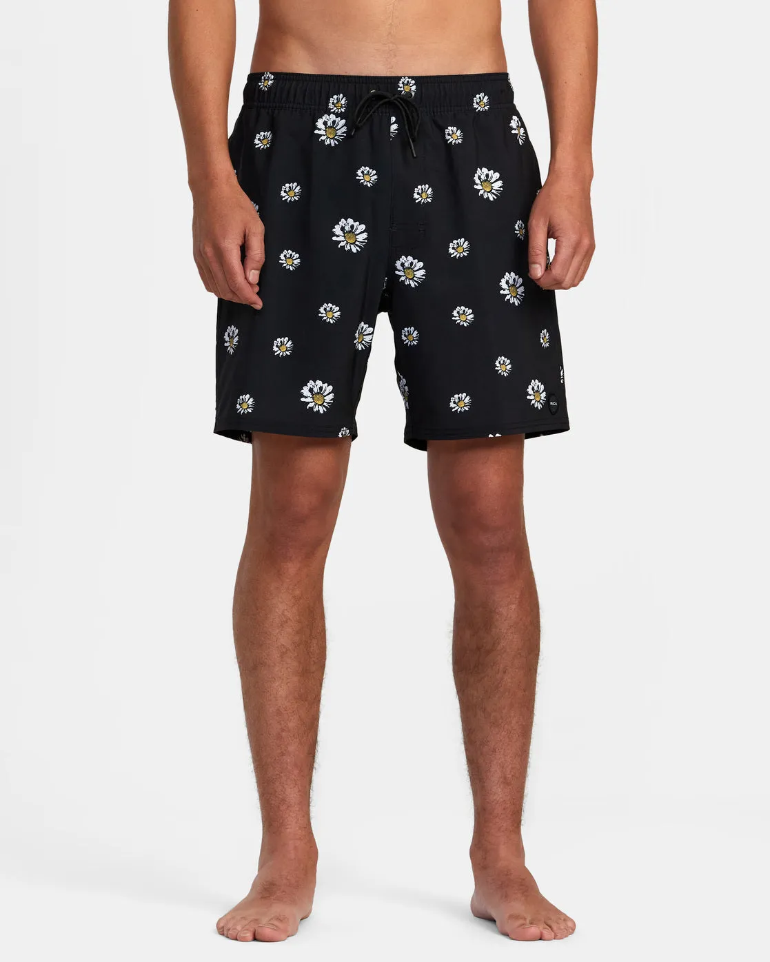 VA Pigment Elastic Waist 17 Boardshorts - Black Floral