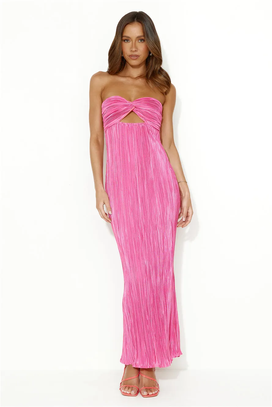 Wearing This Tonight Plisse Strapless Maxi Dress Pink