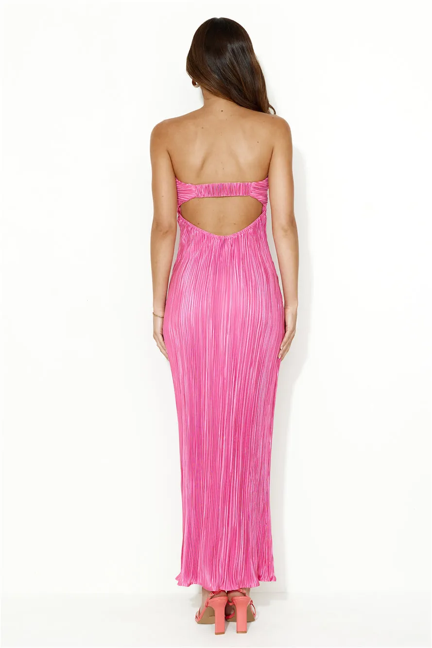 Wearing This Tonight Plisse Strapless Maxi Dress Pink