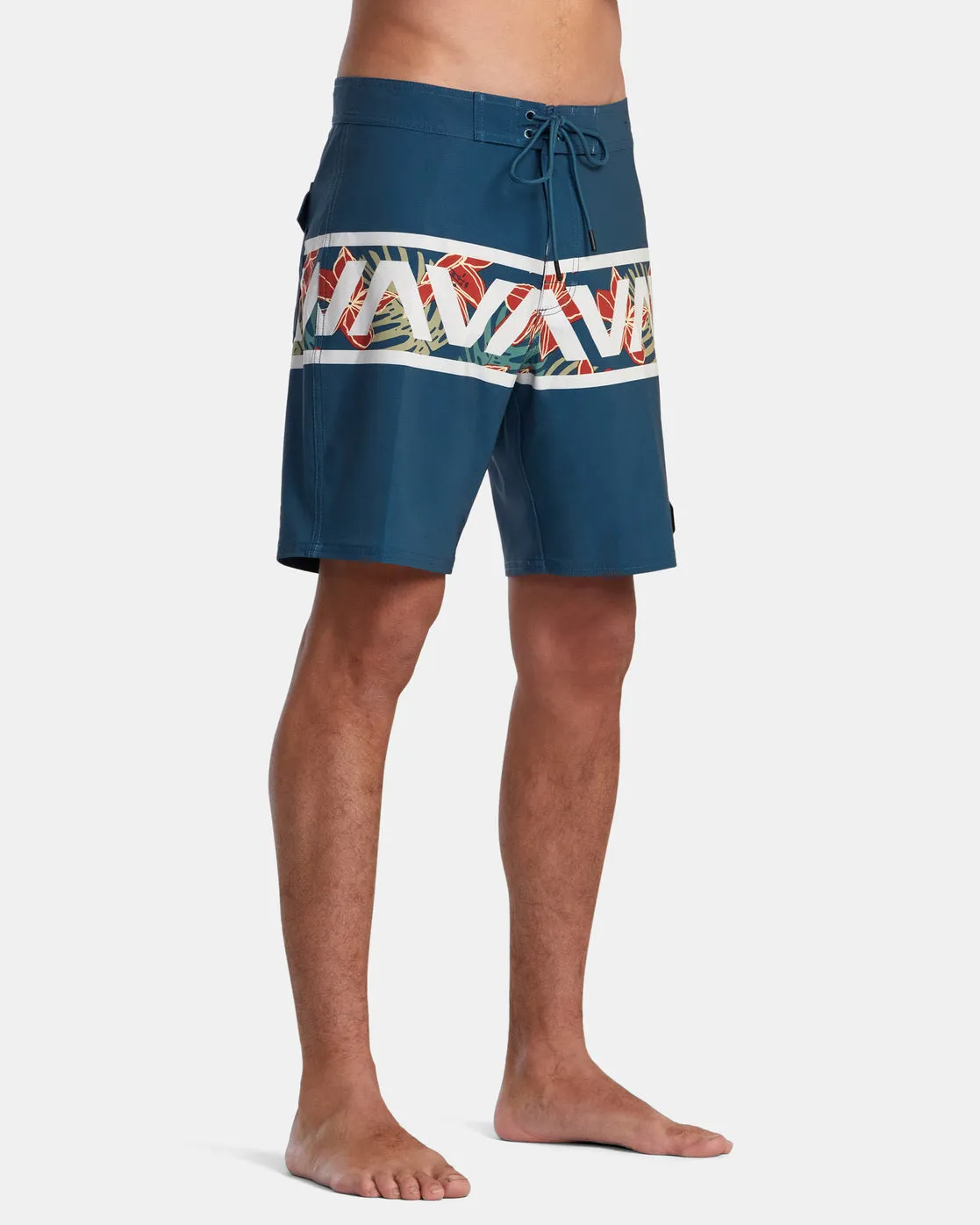 Wild Hibiscus Hawaii Va Banded 18 Boardshorts - Duck Blue