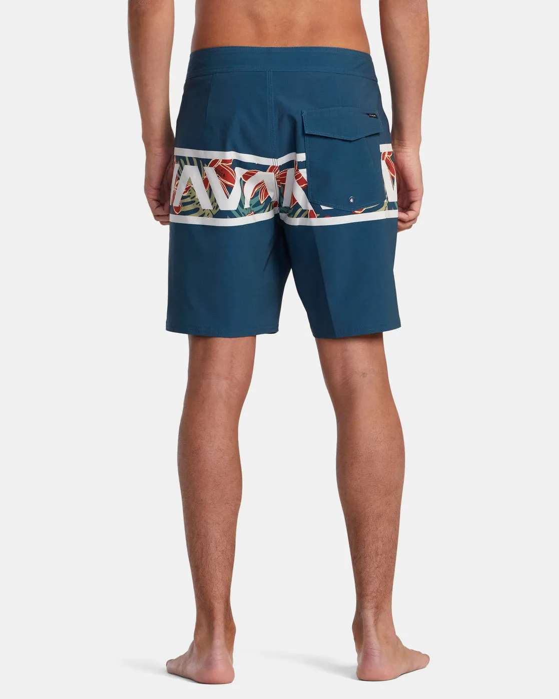 Wild Hibiscus Hawaii Va Banded 18 Boardshorts - Duck Blue