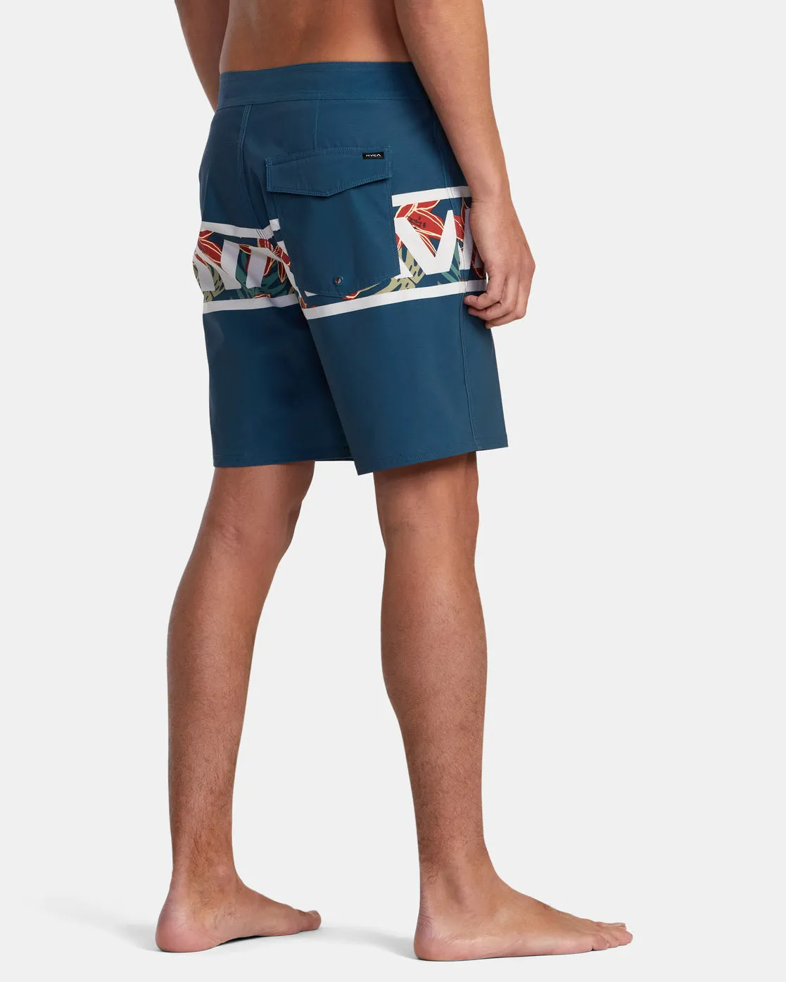 Wild Hibiscus Hawaii Va Banded 18 Boardshorts - Duck Blue