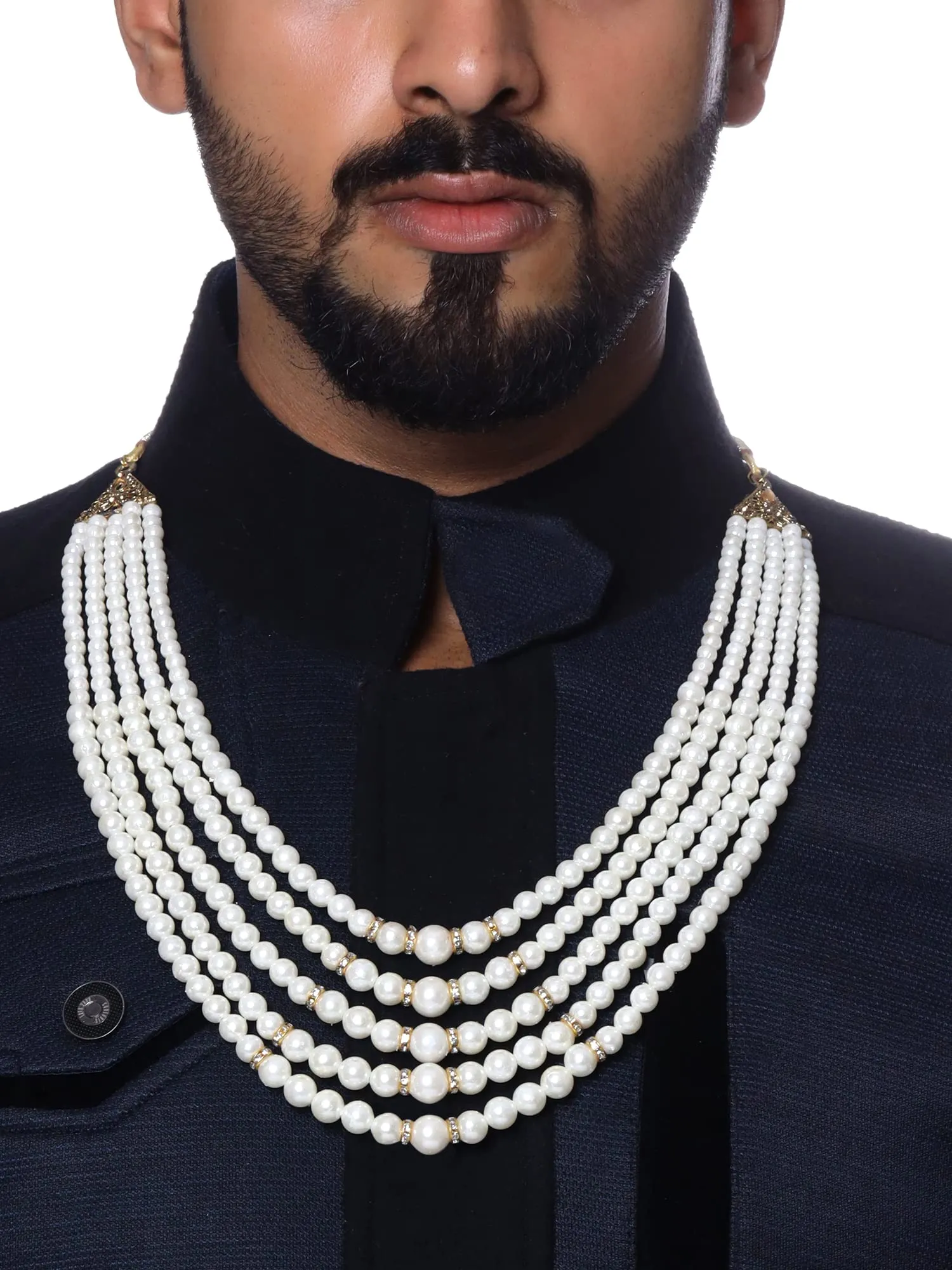 Yellow Chimes Dulahmala For Mens Pearl Necklace Jewellery for Groom Dulha Moti Mal Haar For men