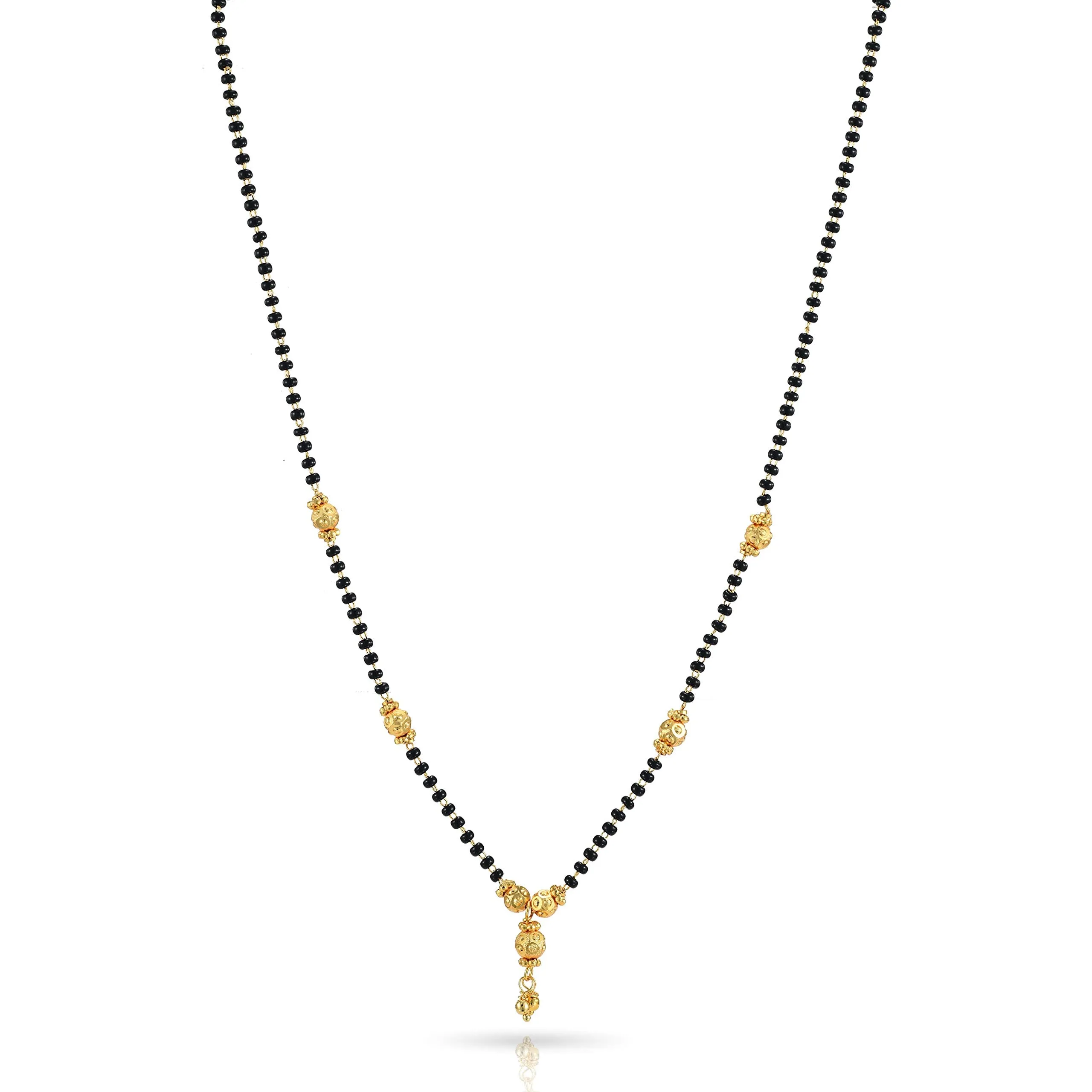 Yellow Chimes Gold Plated Black Beads Mangalsutra Pendant Necklace for Women and Girls