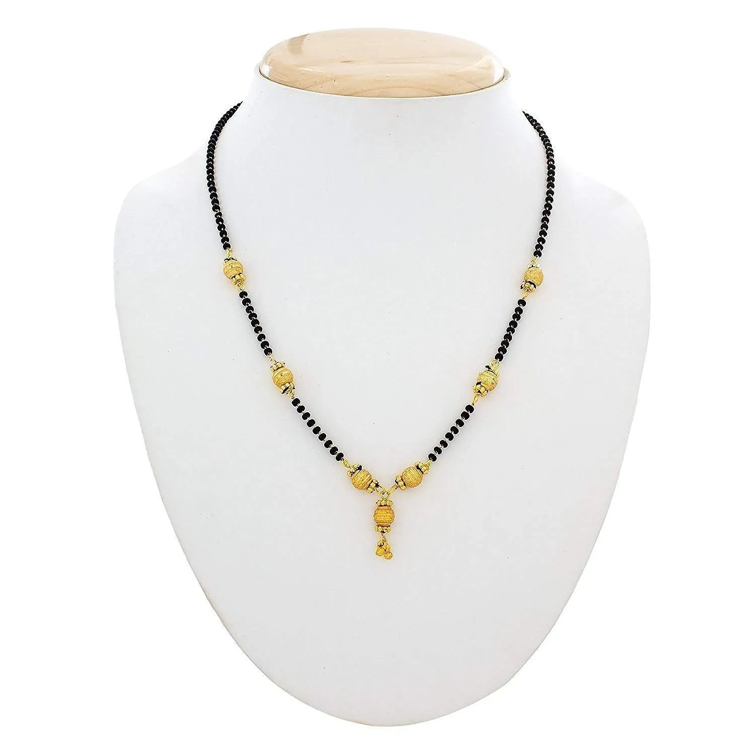 Yellow Chimes Gold Plated Black Beads Mangalsutra Pendant Necklace for Women and Girls