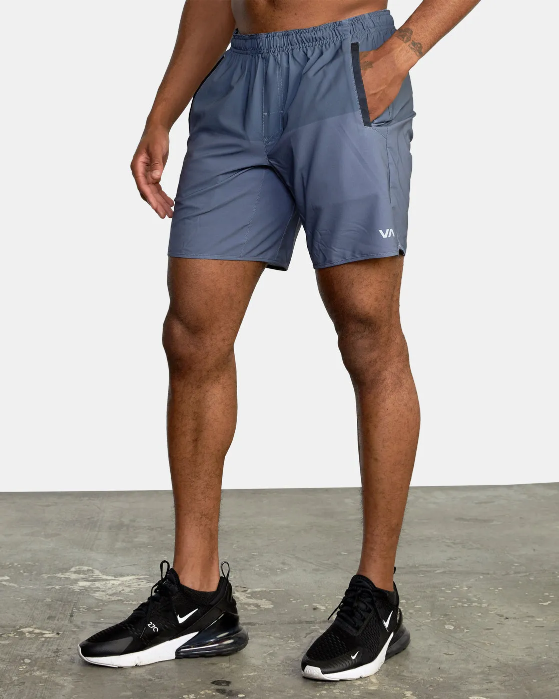 Yogger Stretch 17 Athletic Shorts - Vintage Blue Blocked