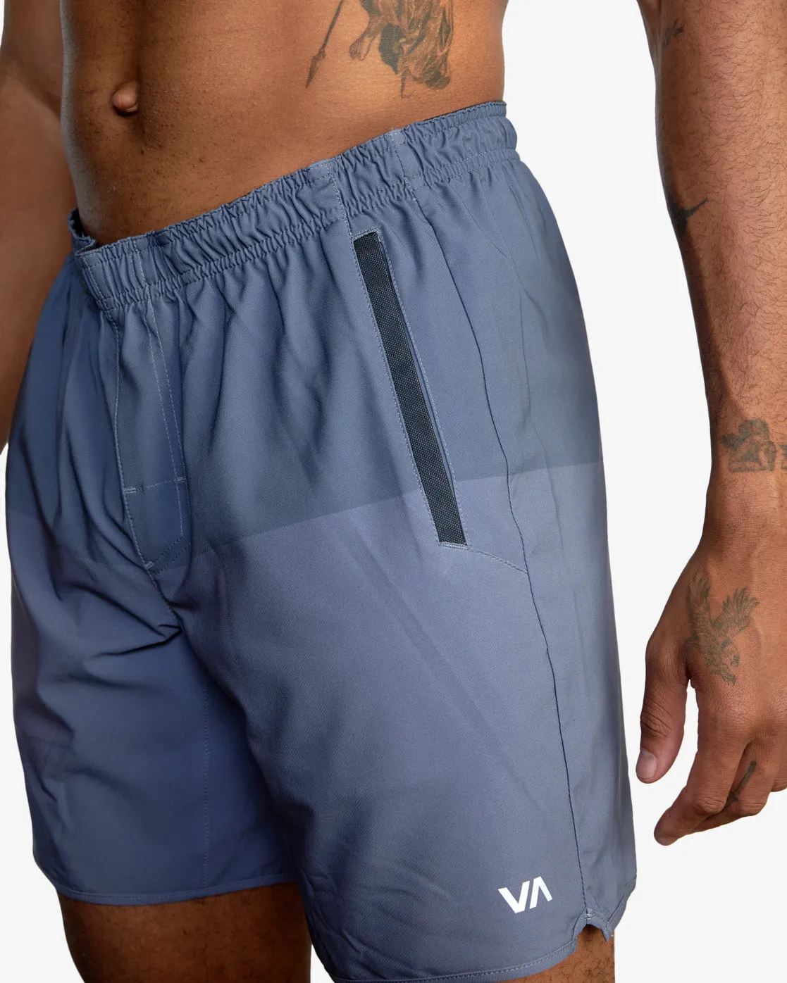 Yogger Stretch 17 Athletic Shorts - Vintage Blue Blocked